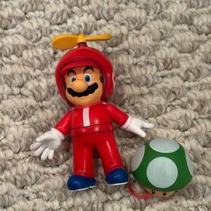 Super Mario Bros Mario Propeller Suit Figure 1 Up Green Mushroom Toy Red